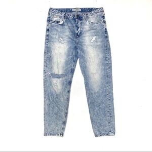 Topshop Moto Hayden Boyfriend High Rise Jeans Button Fly Light Wash  30